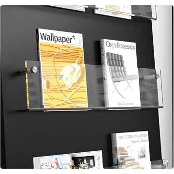 ROYALITA 2-Pack Acrylic Magazine Holder Brochure Holder, 24" Record Holder Magazine Rack, Fashion Hanging Bookshelf Literature Storage Rack for Waiting Room, Living Room, Office, Clear 24 Inch