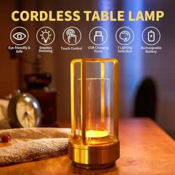 Elegant Cordless Touch Sensor Table Lamp for Home