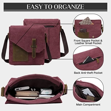 Stylish VASCHY Canvas Leather Messenger Bag for All