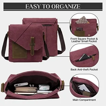 Stylish VASCHY Canvas Leather Messenger Bag for All
