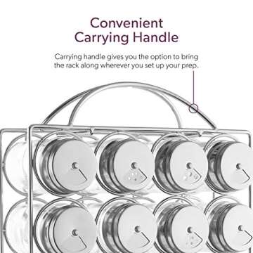 Mindspace Spice Rack Organizer with Set of 20 Glass Spice Jars Included Spices and Seasoning Rack for Countertop or Cabinet | The Wire Collection, Chrome (Spices NOT Included)