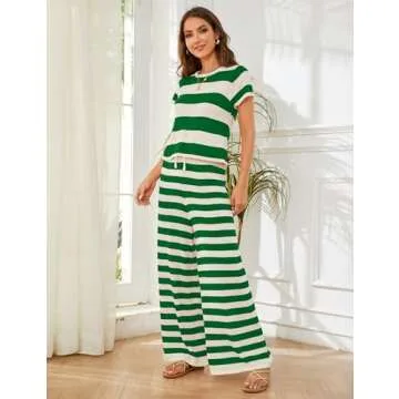 MISSACTIVER Women’s Comfy Striped Two Piece Lounge Set