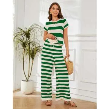 MISSACTIVER Women’s Comfy Striped Two Piece Lounge Set