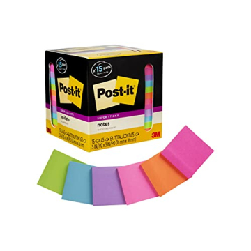 Post-it Super Sticky Notes - 2x Stickiness, Multi-color
