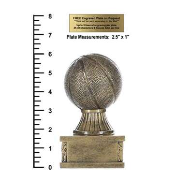 Decade Awards Basketball Action Pedestal Trophy 6 Inch Tall | Basketball Award | A Golden Tribute to The Warriors of The Court | Uniquely Crafted Hoops Award - Engraved Plate on Request