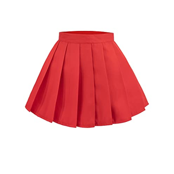 C-ZOFEK Red Pleated Mini Skirt US Plus Size Skater Tennis for Women