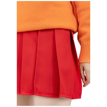 C-ZOFEK Red Pleated Mini Skirt for Women Halloween Christmas