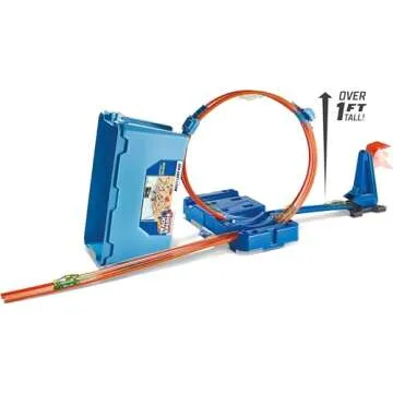 Hot Wheels Toy Car Track Set, Track Builder Multi Loop Box Playset & 1:64 Scale Vehicle, 10 feet of Track Components in Storage Box