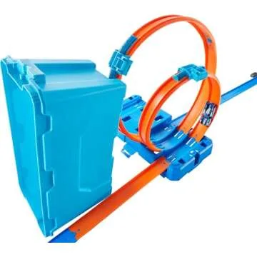 Hot Wheels Toy Car Track Set, Track Builder Multi Loop Box Playset & 1:64 Scale Vehicle, 10 feet of Track Components in Storage Box