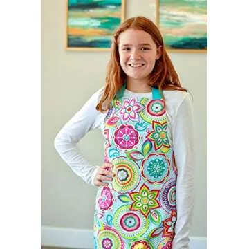 Sara Sews Colorful Aqua Baking Art Apron for Tween Girls
