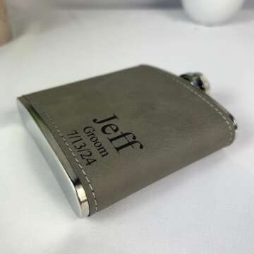 Personalized Leather Flask, Groomsmen Flask, Engraved Flask, Hip Flask, Custom Flask, Monogrammed Flask, Flask for Groomsmen,Groomsman Flask