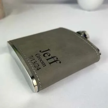 Personalized Leather Flask, Groomsmen Flask, Engraved Flask, Hip Flask, Custom Flask, Monogrammed Flask, Flask for Groomsmen,Groomsman Flask