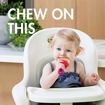 Boon PULP Easy Grip Frozen Food Silicone Feeder & Baby Teething Toy, Orange/Blue