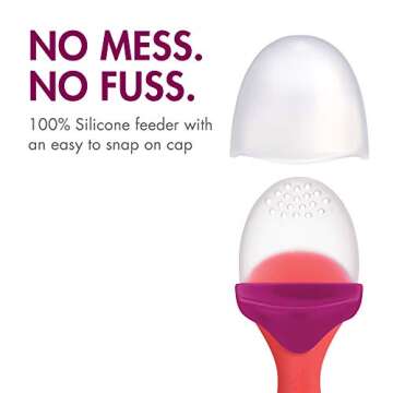 Boon PULP Easy Grip Frozen Food Silicone Feeder & Baby Teething Toy, Orange/Blue