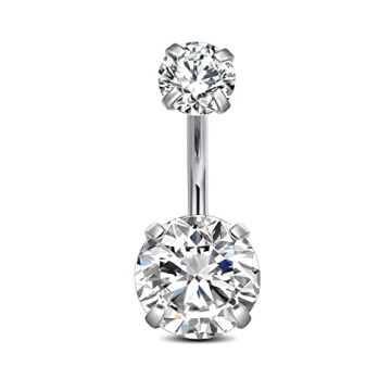 D.Bella Short Bar Belly Rings for Women - 6mm Surgical Steel Navel Jewelry