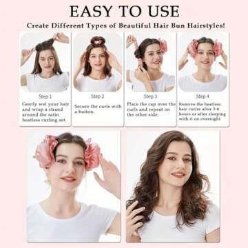 Rukebu Satin Heatless Hair Curler 3 Sets, Heatless Curls for All Hair Types with Hair Caps, No Heat Curlers to Sleep In