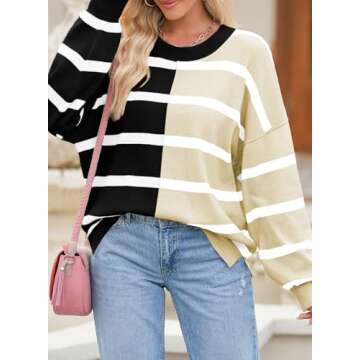 EVALESS Sweaters for Women 2024 Fashion Trendy Casual Striped Cable Knit Chunky Oversized Fall Winte...