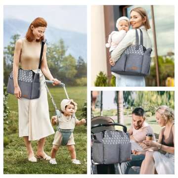 Lekebaby Diaper Bag Tote, Large Diaper Bags Waterproof,Large Mommy Bag for Hospital, Baby Bags for M...