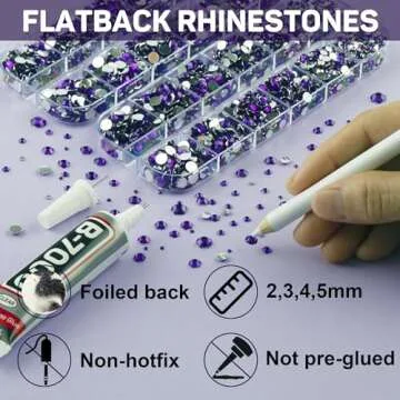 7500Pcs Dark Purple Flatback Rhinestones & B7000 Glue