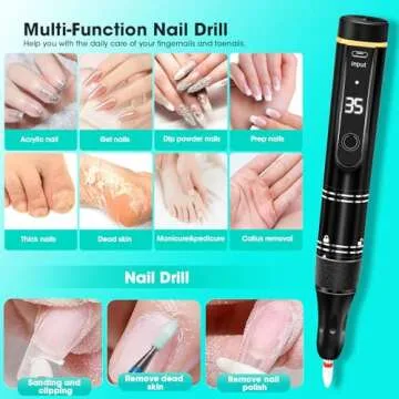 LIERKISS Nail Drill Cordless 35000RPM Rechargeable Professional Electric Nail Drill Kit Wireless Nail File Drill Acrylic Drill for Acrylic Gel Nails Manicure Pedicure Polishing Remover