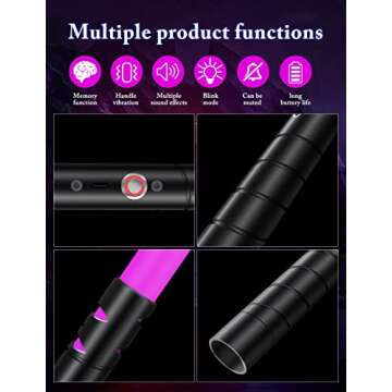 jvmusaber Lightsaber,Metal Hilt Force Fx Dueling Double Light Saber,Rechargeable 2-in-1 Real 15 Colors Length 40 inches,Suitable Toys for Adults and Kids,Christmas Day, Birthday Gifts, Black