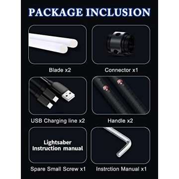 jvmusaber Lightsaber,Metal Hilt Force Fx Dueling Double Light Saber,Rechargeable 2-in-1 Real 15 Colors Length 40 inches,Suitable Toys for Adults and Kids,Christmas Day, Birthday Gifts, Black