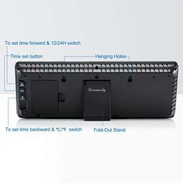 DreamSky 15.5" Large Digital Wall Clock with Jumbo Big LED Number Display, Auto DST, Date, Indoor Temperature, 12/24H, Plug in Digital Clock Wall Mounted for Home Office Garage Warehouse Shop