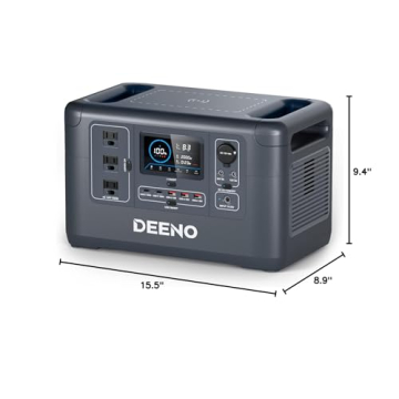 DEENO X1500 Portable Power Station – 1036Wh LiFePO4 Battery, 1500W Continuous Power, Solar Generator for Emergency Backup, Home, Camping, RVs, and Off-Grid Use – Fast Charging & Multi-Device Support
