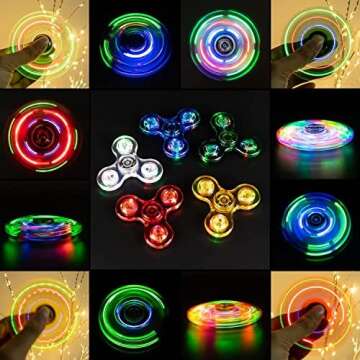 FIGROL LED Light Spinner, Light Fidget Finger Toy Hand Spinner -Stress Reduction and Anxiety Relief Hand Spinner for Children