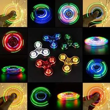 FIGROL LED Light Spinner, Light Fidget Finger Toy Hand Spinner -Stress Reduction and Anxiety Relief Hand Spinner for Children