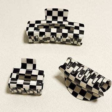 Stylish Bmobuo Vintage Checkered Hair Clips Set of 3