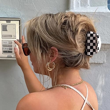 Stylish Bmobuo Vintage Checkered Hair Clips Set of 3