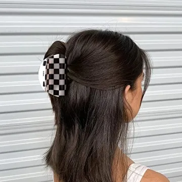 Stylish Bmobuo Vintage Checkered Hair Clips Set of 3