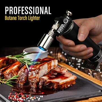 ravs Butane torch, Kitchen Torch Lighters Butane Refillable, Creme Brulee Torch, Blow Torch for Cook...