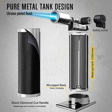 ravs Butane torch, Kitchen Torch Lighters Butane Refillable, Creme Brulee Torch, Blow Torch for Cooking, Food Torch Culinary Torch for Baking, Gifts for Men and Women, Mini Torch Lighter