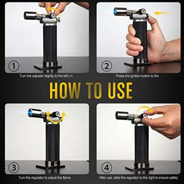 ravs Butane torch, Kitchen Torch Lighters Butane Refillable, Creme Brulee Torch, Blow Torch for Cooking, Food Torch Culinary Torch for Baking, Gifts for Men and Women, Mini Torch Lighter