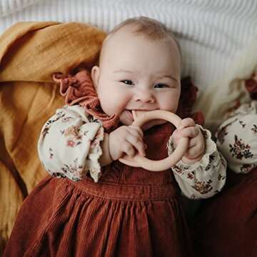 Mushie Silicone Baby Teether Toy in Cat (Blush) - Safe & Cute