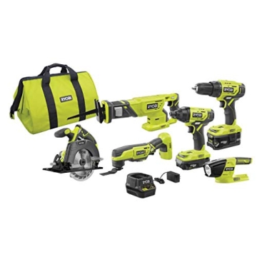 RYOBI P1819 18V One+ Combo Kit - 6 Essential Tools
