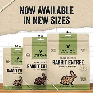 Vital Essentials Freeze Dried Raw Dog Food, Rabbit Mini Nibs Entree, 5.5 oz