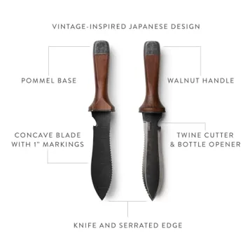 Barebones Hori Hori Ultimate - Garden Knife with Double-Edged Tempered Steel Blade, Walnut Handle, Ambidextrous Use, Japanese Knife Garden Tool for Weeding and Gardening (Tool Only)