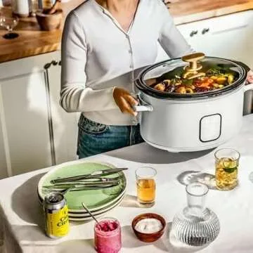 Touchscreen Slow Cooker, Kitchenware by Drew Barrymore 6QT Programmable Cooker with Touch-Activated Display (White)