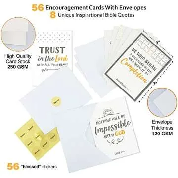 Inspirational Bible Verse Cards - 56 Pack with Envelopes