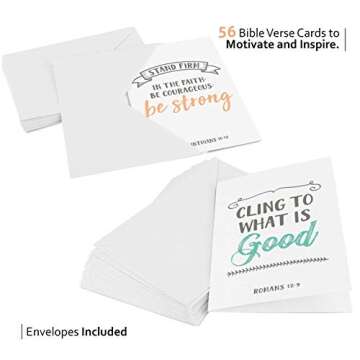 Inspirational Bible Verse Cards - 56 Pack with Envelopes