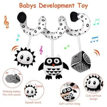 Baby Spiral Hanging Stroller and Car Seat Toys for Babies 0-6 Months Newborn Plush Activity Toys for Bed Bassinet Crib Baby Carrier Gifts (owl)