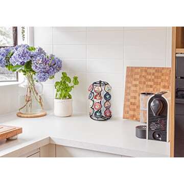 Nifty K Cup Holder – Compatible with K-Cups, Coffee Pod Carousel | 24 K Cup Holder, Spins 360-Degrees, Lazy Susan Platform, Modern Black Design, Home or Office Kitchen Counter Organizer