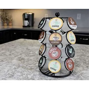 Nifty K Cup Holder – Compatible with K-Cups, Coffee Pod Carousel | 24 K Cup Holder, Spins 360-Degrees, Lazy Susan Platform, Modern Black Design, Home or Office Kitchen Counter Organizer