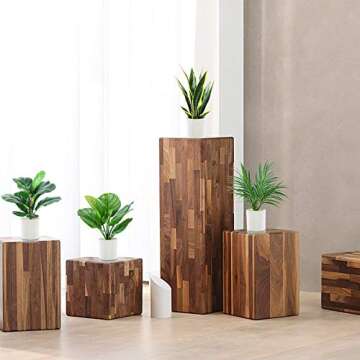 Kazeila Set of 4 Mini Potted Fake Plants,16 Inch Artificial Fiddle Leaf Fig Plant/Snake Plant/Areca Palm/Calathea Plant for Home Office Hotel Bookstore Cafe Modern Decoration