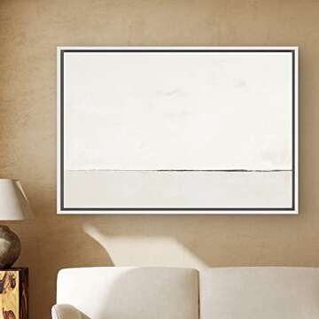 SIGNWIN Framed Canvas Print Wall Art White Watercolor Pastel Landscape Abstract Shapes Illustrations...