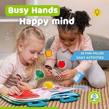 deMoca Montessori Busy Book for Toddlers, Daily Activity Quiet Book with 10 Pages Preschool Learning...