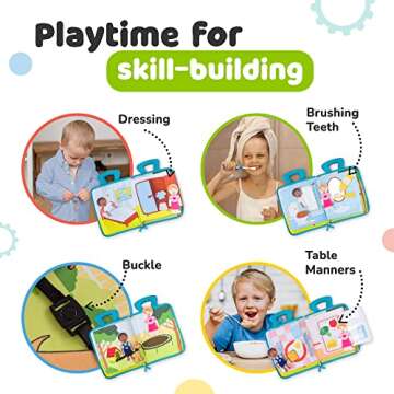 deMoca Montessori Busy Book for Toddlers, Daily Activity Quiet Book with 10 Pages Preschool Learning Activities for Fine Motor Skills Boys and Girls, Sensory Activities for 3 Years